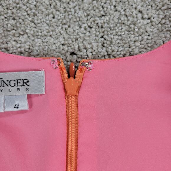 Kay Unger Sheath Dress Womens 4 Orange Raised Muted Polka Dots V Neck - Picture 4 of 12